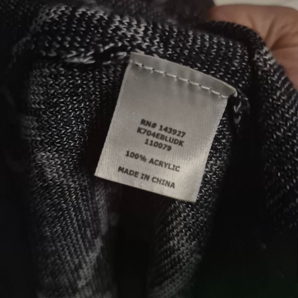 C by Bloomingdales Navy & White Chain Pattern Open Front Cardigan With Green Tri - Picture 7 of 7